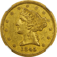 1845-O Liberty Gold Half Eagle ($5) OBVERSE Image