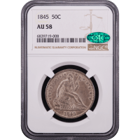 1845 Seated Liberty Half Dollar (50c) Obverse Slab Image