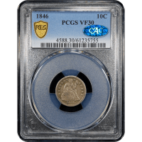 1846 Seated Liberty Dime (10c) Obverse Slab Image