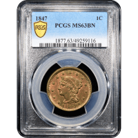 1847 Braided Hair Large Cent (1c) SLAB Image
