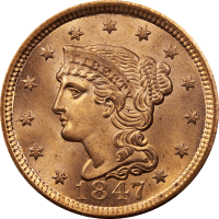 1847 Braided Hair Large Cent (1c) OBVERSE Image