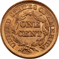 1847 Braided Hair Large Cent (1c) REVERSE Image