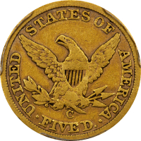 1847-C Liberty Gold Half Eagle ($5) Reverse Image