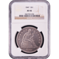 1847 Seated Liberty Dollar ($1) Obverse Slab Image