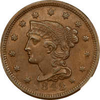1848 Braided Hair Large Cent (1c) Obverse Image