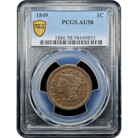 1849 Braided Hair Large Cent (1c) Obverse Slab Image