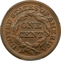 1849 Braided Hair Large Cent (1c) Reverse Image