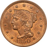 1850 Braided Hair Large Cent (1c) OBVERSE Image