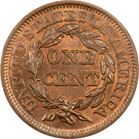 1850 Braided Hair Large Cent (1c) REVERSE Image