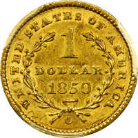 1850-O Gold Dollar (G$1) REVERSE Image