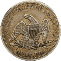 1850 Seated Liberty Quarter (25c) REVERSE Image