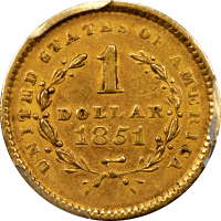 1851 Gold Dollar ($1) Reverse Image