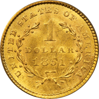 1851 Gold Dollar ($1) Reverse Image