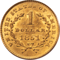 1851 Gold Dollar (G$1) Reverse Image