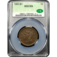 1851/81 Braided Hair Large Cent (1c) Obverse Slab Image
