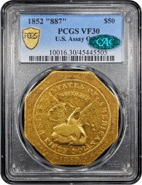 1852 Assay 887 Gold $50 Slug SLAB Image