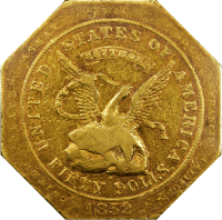 1852 Assay 887 Gold $50 Slug OBVERSE Image