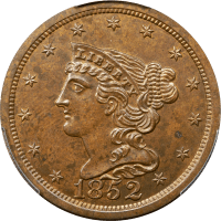 1852 Braided Hair Half Cent (1/2c) Restrike, Reverse of 1856 Obverse Image