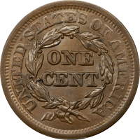 1852 Braided Hair Large Cent (1c) Reverse Image