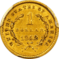 1852 Gold Dollar ($1) REVERSE Image
