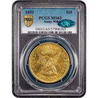 1853 Assay 900 Gold $20 Obverse Slab Image