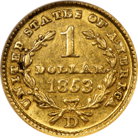 1853-D Gold Dollar ($1) Reverse Image