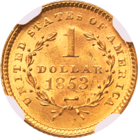 1853 Gold Dollar ($1) REVERSE Image