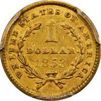 1853 Gold Dollar ($1) Reverse Image