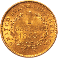 1853 Gold Dollar ($1) Reverse Image