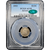 1853 Seated Liberty Half Dime (H10C) Arrows Obverse Slab Image