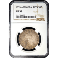 1853 Seated Liberty Half Dollar (50c) Arrows and Rays Obverse Slab Image