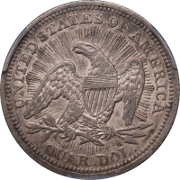 1853 Seated Liberty Quarter (25c) Arrows and Rays REVERSE Image
