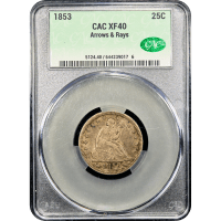 1853 Seated Liberty Quarter (25c) Arrows and Rays Obverse Slab Image