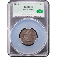 1853 Seated Liberty Quarter (25c) Arrows and Rays Obverse Slab Image