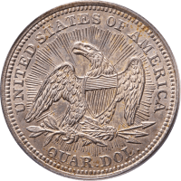 1853 Seated Liberty Quarter (25c) Arrows and Rays OGH Reverse Image
