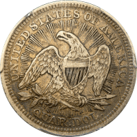 1853 Seated Liberty Quarter (25c) Arrows and Rays REVERSE Image