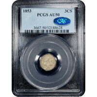 1853 Three Cent Silver (3CS) Obverse Slab Image