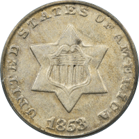 1853 Three Cent Silver (3CS) Obverse Image