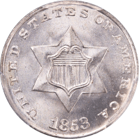 1853 Three Cent Silver (3CS) OBVERSE Image