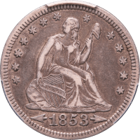 1853/4 Seated Liberty Quarter (25c) Arrows and Rays OBVERSE Image