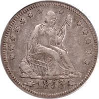 1853/4 Seated Liberty Quarter (25c) Arrows and Rays Obverse Image