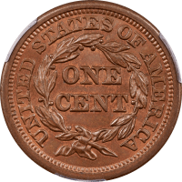 1854 Braided Hair Large Cent (1c) Reverse Image