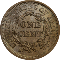 1854 Braided Hair Large Cent (1c) REVERSE Image