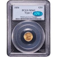 1854 Gold Dollar (G$1) Type 1 SLAB Image