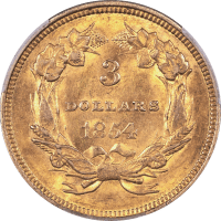 1854 Gold Three Dollar ($3) Reverse Image