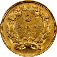 1854 Gold Three Dollar ($3) Reverse Image
