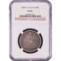 1854-O Seated Liberty Half Dollar (50c) Arrows SLAB Image