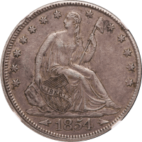 1854 Seated Liberty Half Dollar (50c) Arrows Obverse Image
