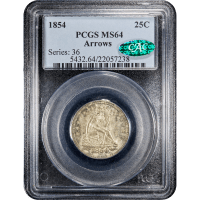 1854 Seated Liberty Quarter (25c) Arrows Obverse Slab Image