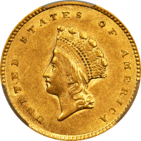 1854 Type 2 Gold Dollar ($1) OBVERSE Image